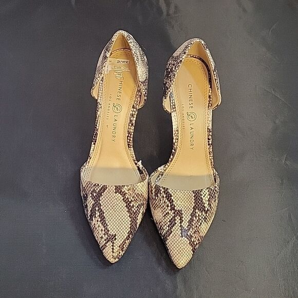 BRAND NEW CHINESE LAUNDRY SNAKESKIN HEEL D'ORSAY POINTED TOE PUMP - Picture 3 of 13